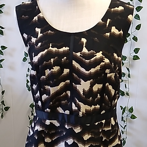 Oleg Cassini Dress sz 14 Black/ Taupe / Brown... - Picture 3 of 16